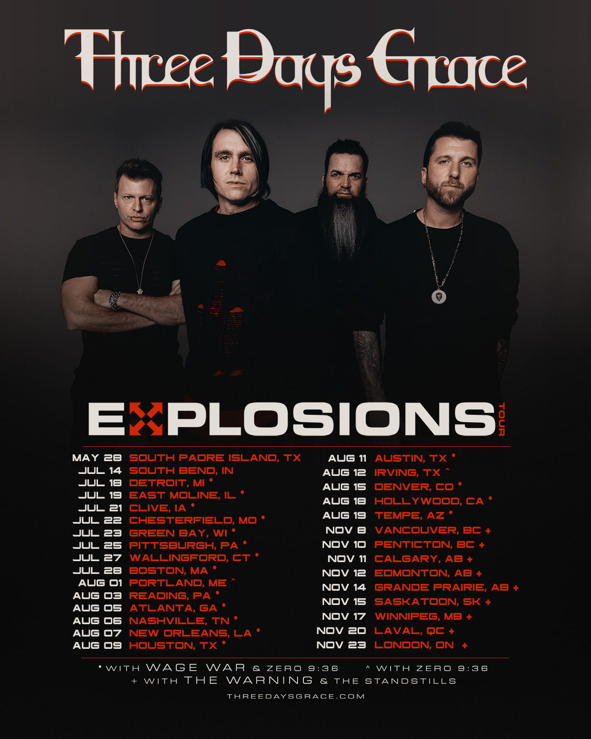 NORTH AMERICAN TOUR SUMMER FALL 2022 Three Days Grace